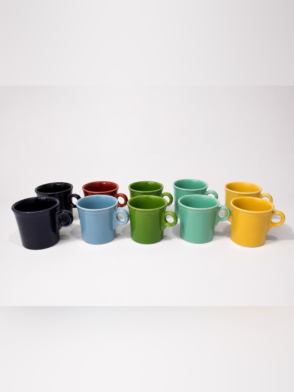 Fiestaware Multicolor Ceramic Espresso Mugs in Green, Blue, Teal, Red, Yellow